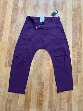 One Teaspoon Purple Distressed Sinners Harem Drop-Crotch Jeans Slouchy Relax Fit